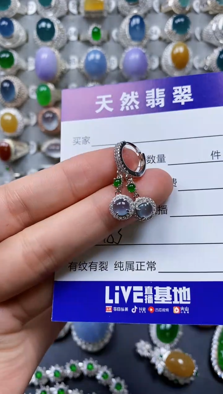 【闪购商品】翡翠耳饰银S925镶嵌0483
