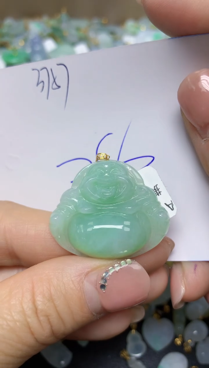 【闪购商品】翡翠挂件18K金镶嵌 天然翡翠A货