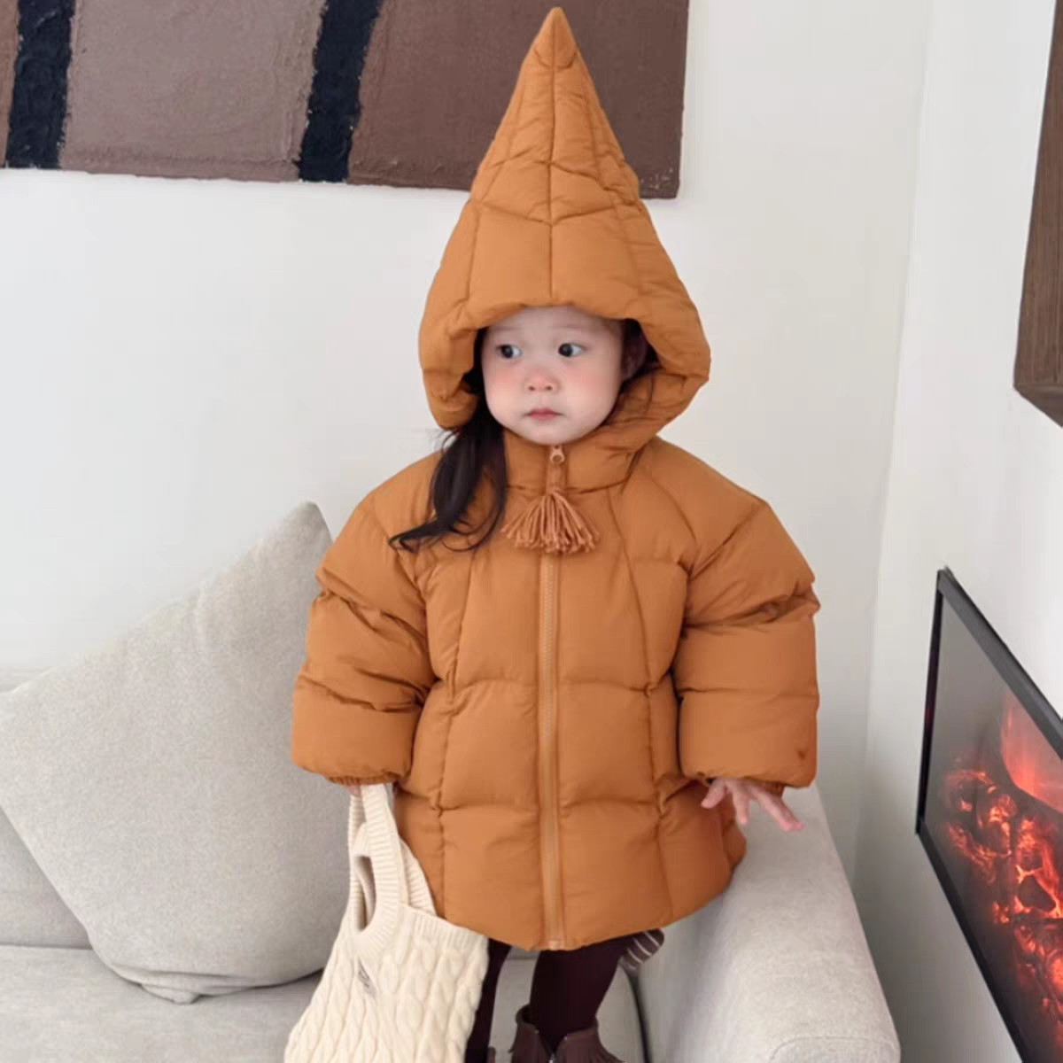 2025西木女童中长款厚羽绒外套