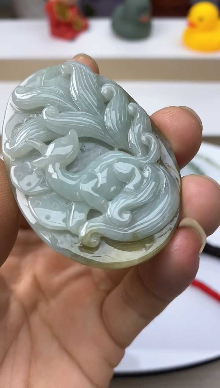 颈饰未镶嵌翡翠7天然缅甸翡翠A货九尾狐