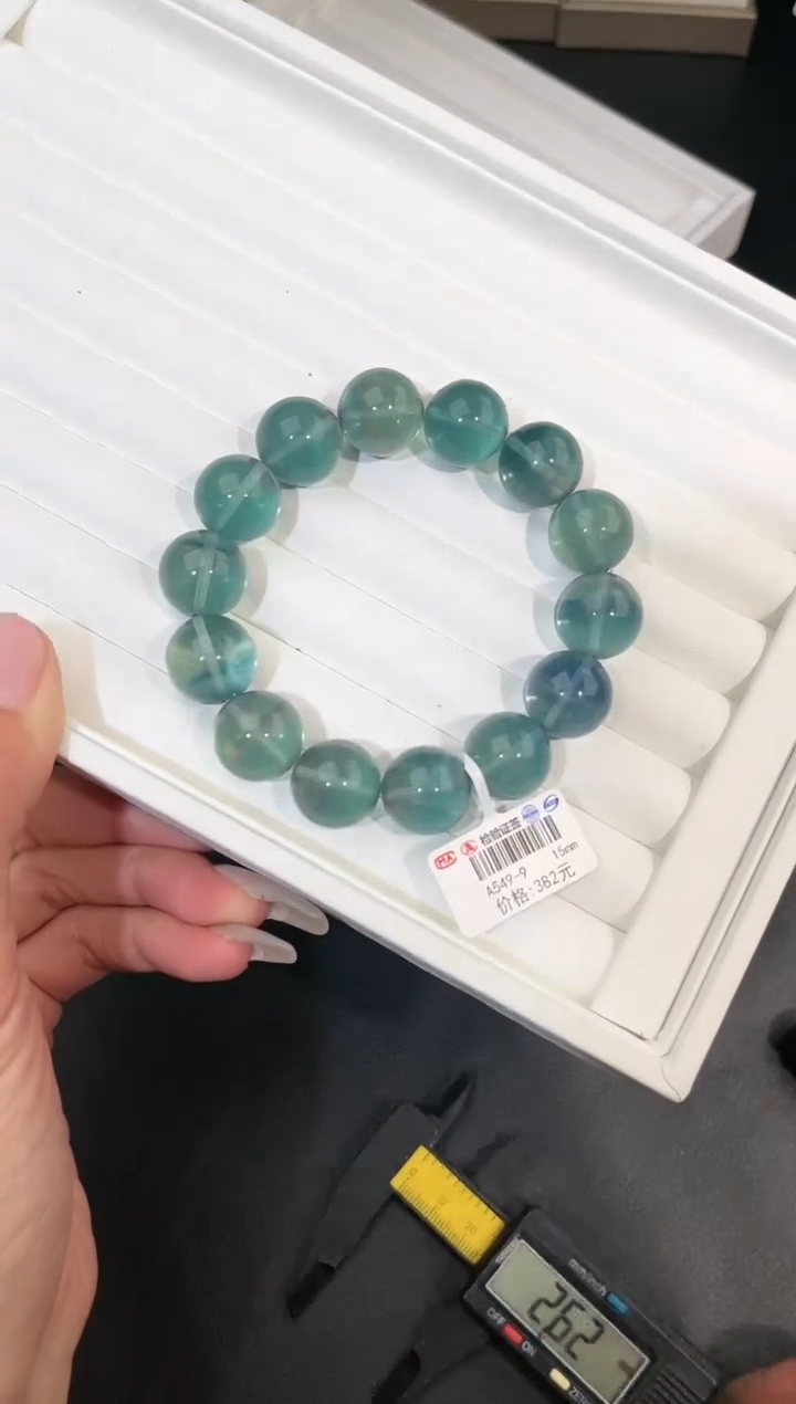 【闪购商品】手链未镶嵌萤石多样性发一Q75蓝绿萤石15mm