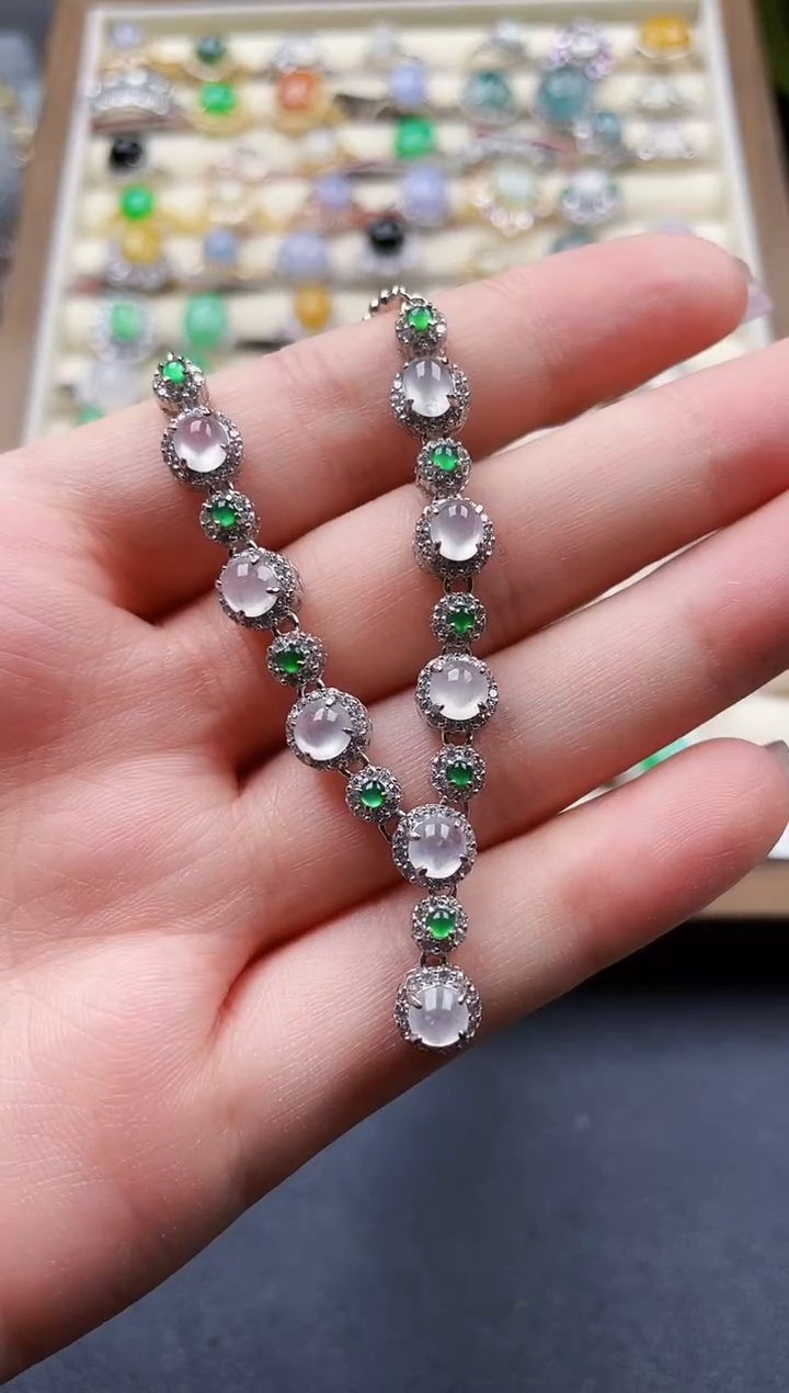 颈饰银S925镶嵌翡翠177