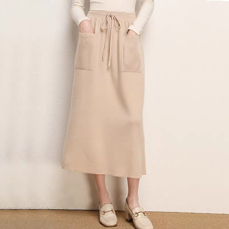 100羊毛针织双兜裙半裙百搭