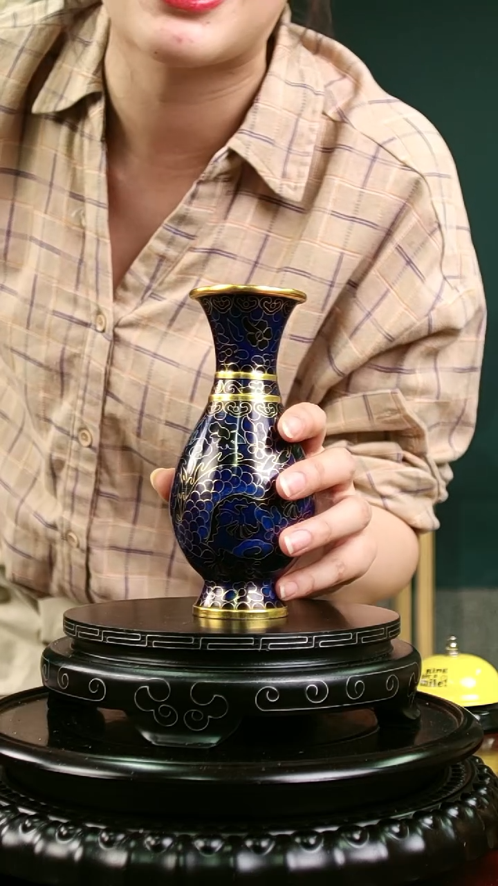 非遗 景泰蓝花卉赏瓶 16cm 带回流证书