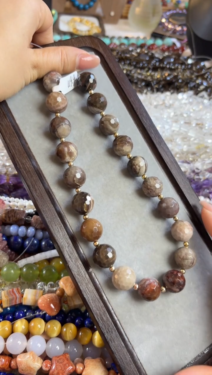 未镶嵌玛瑙/玉髓珠宝半成品卡16 木化石