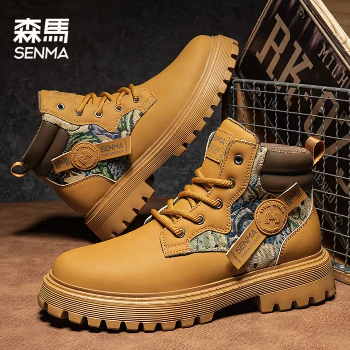 z9马丁靴男款冬季防水防滑厚底登山耐磨高帮休闲工装靴SM205A
