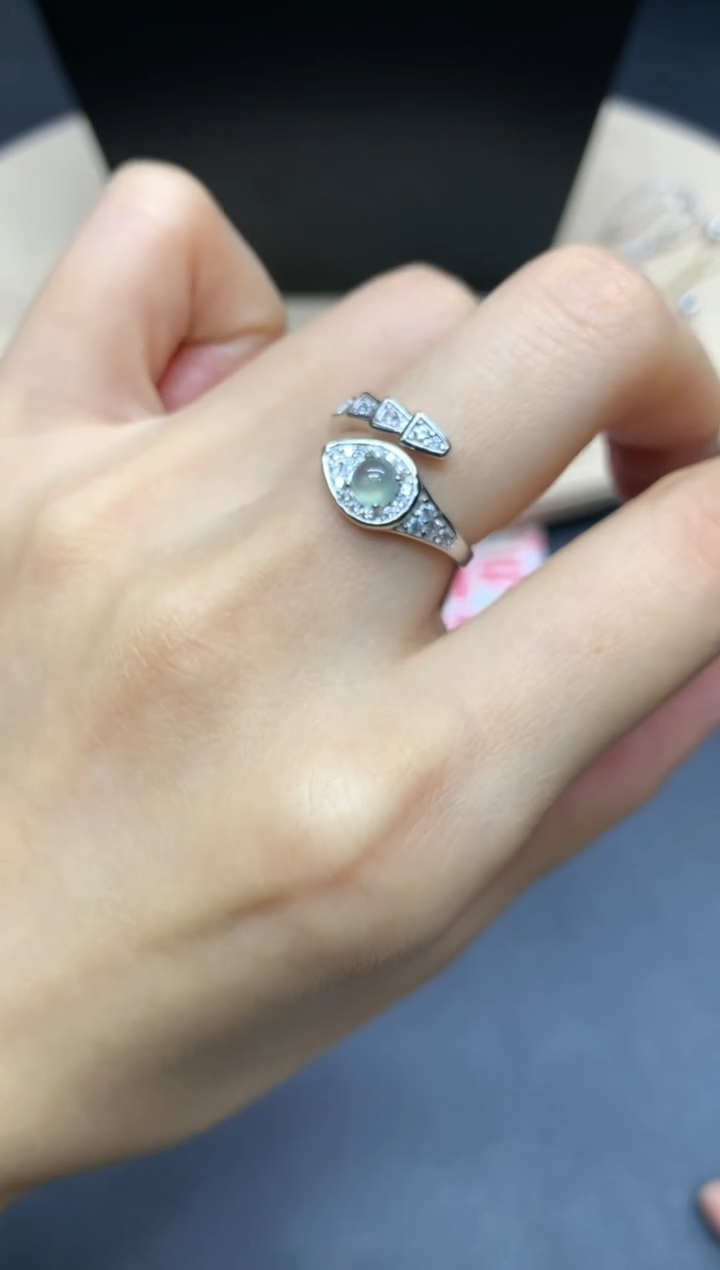 【闪购商品】翡翠戒指银S925镶嵌蛋面【多样性发其一】