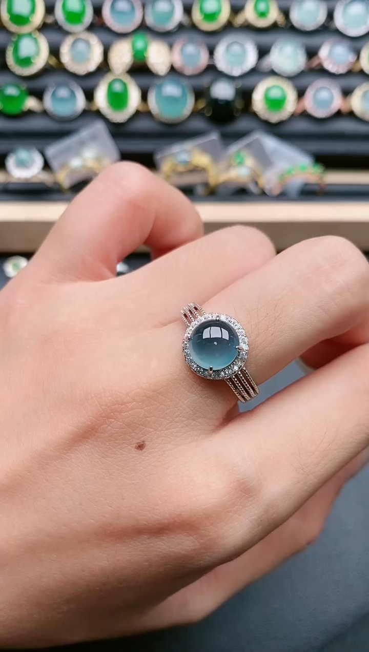 翡翠戒指银S925镶嵌111111