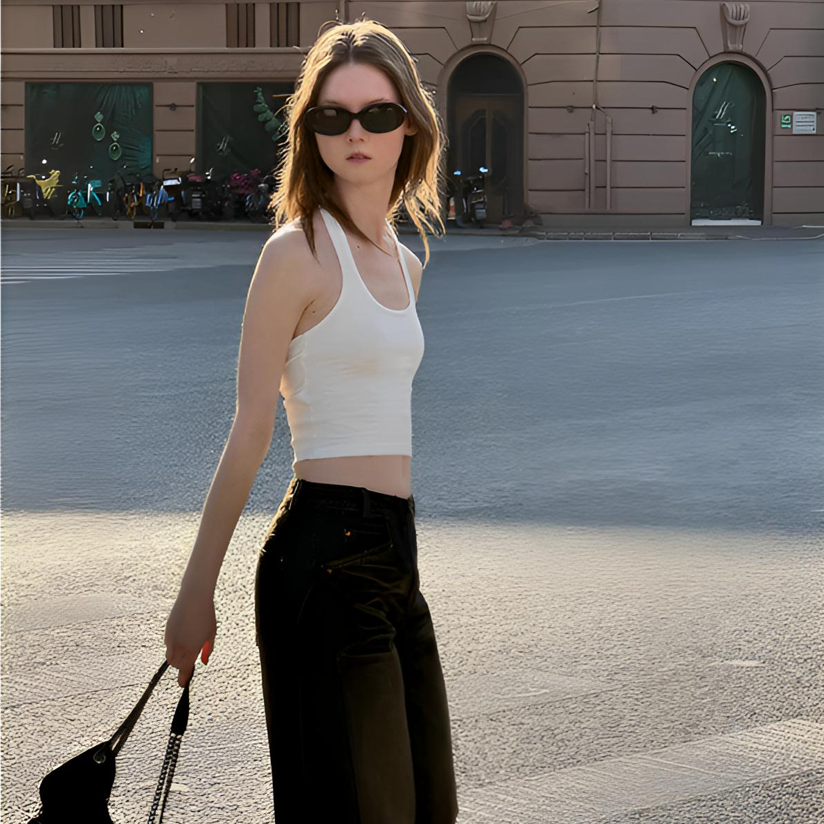 ANTIFORM挂脖后背镂空吊带高密亲肤通勤纯色露背小众修身短款吊带