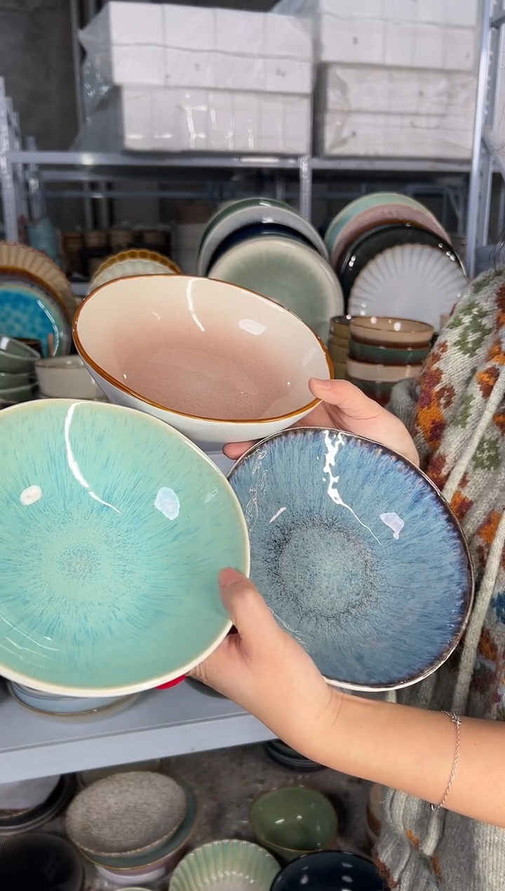 陶瓷外贸尾货瑕疵满20包邮X3菜碗组合