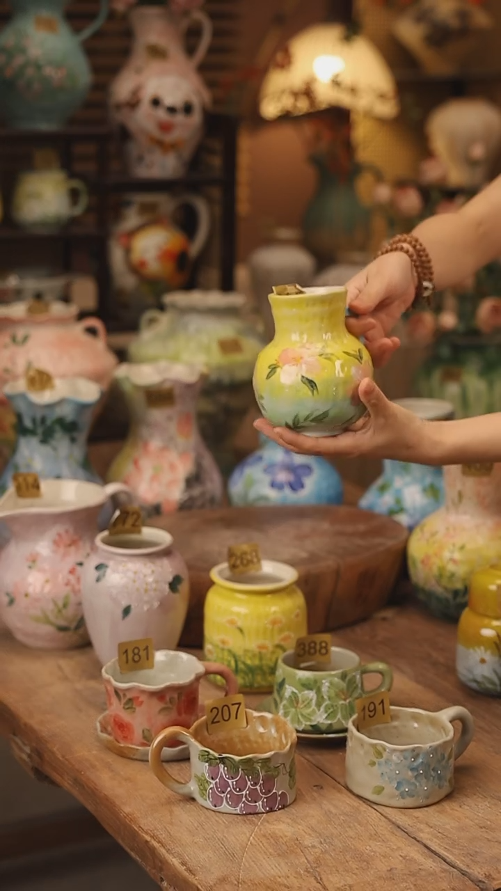 陶瓷385景德镇设计师手作花器摆件侘寂风