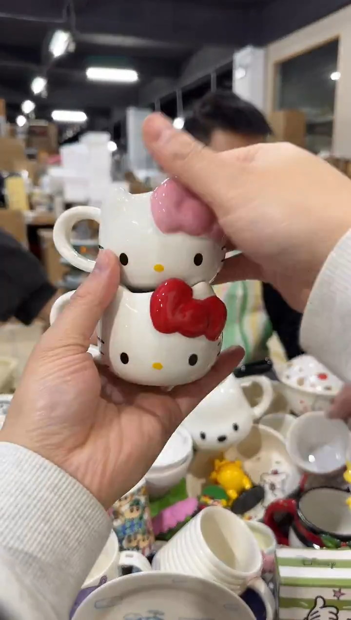 瓷片kkkt 一口杯 红色加粉色