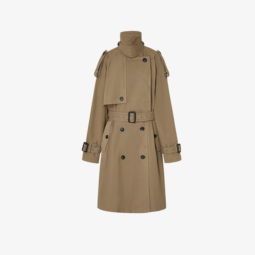 【风衣】2025秋季新品中长款磨毛棉附腰带宽松外套Z7706