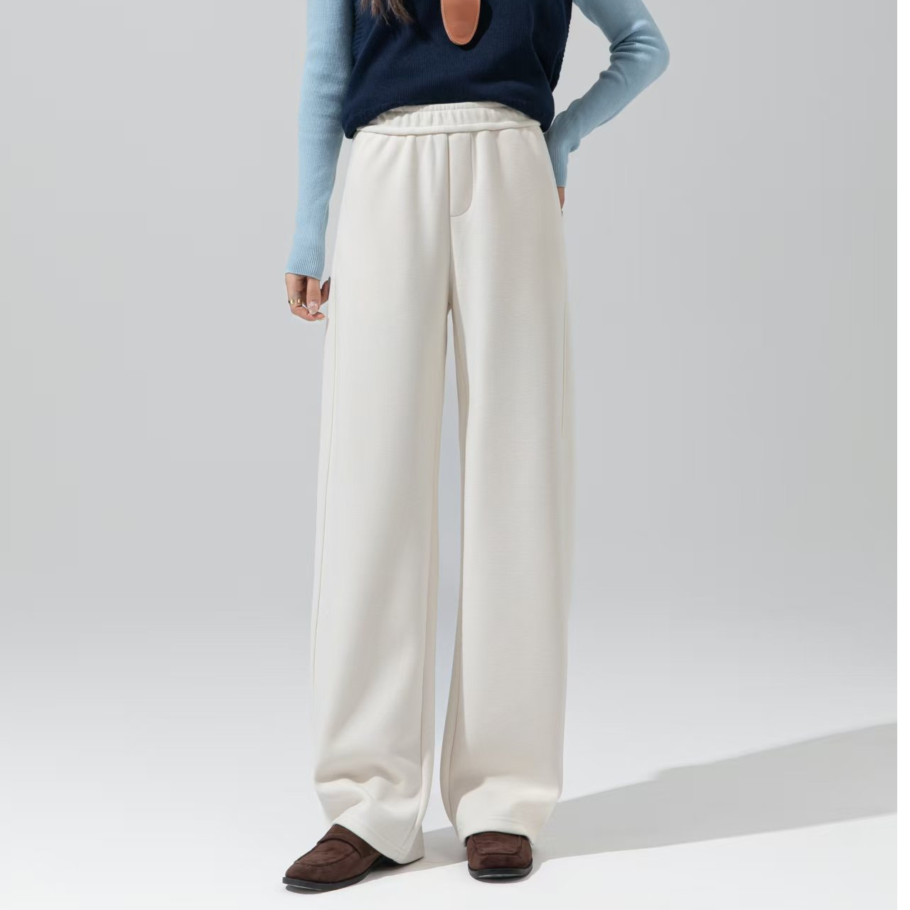  加绒款！高品质加厚加绒保暖松紧腰显瘦长款弯刀卫裤糯米裤秋冬