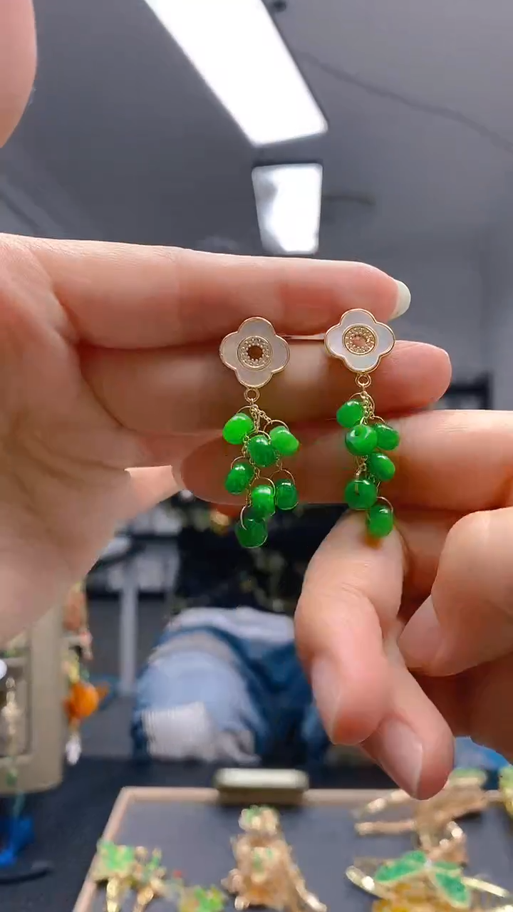【闪购商品】翡翠耳饰合金0319翡翠耳钉