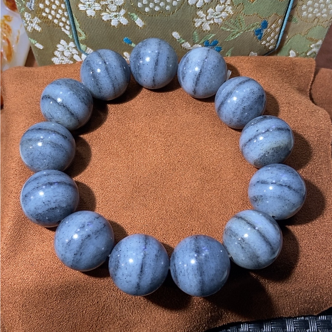 和田玉精品青花一线天-k18m百搭渐变