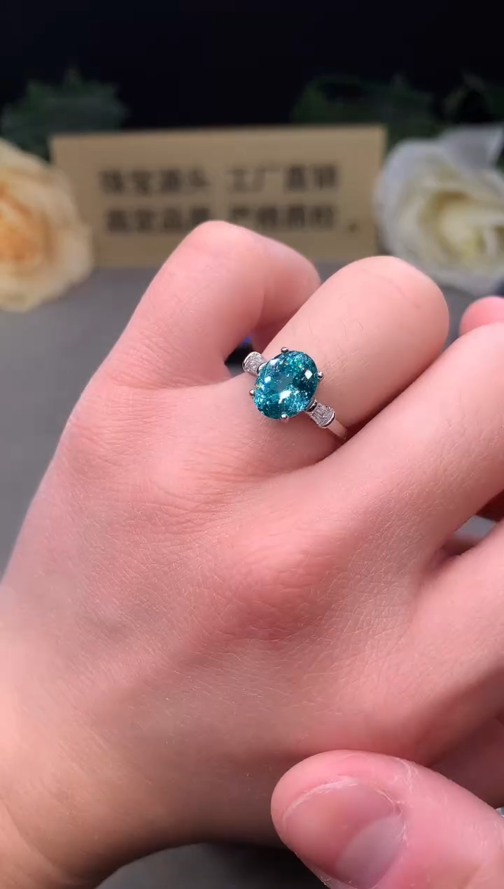 银S925镶嵌戒指帕拉依巴碧玺9999