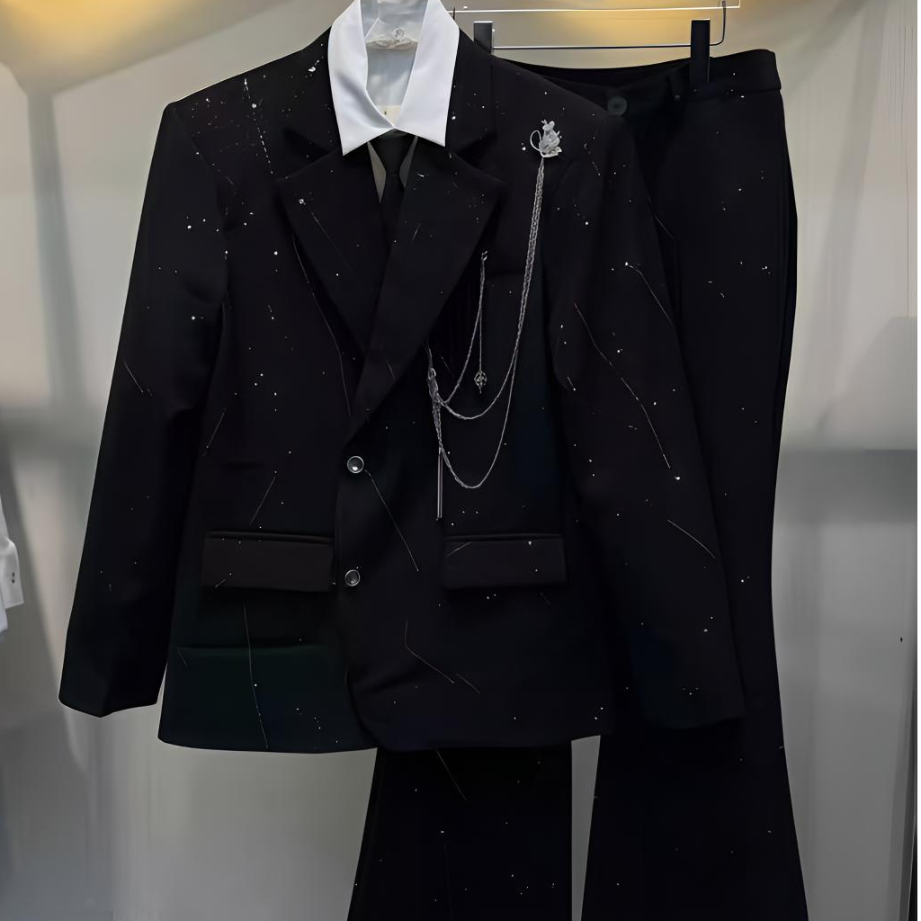 OOTD | 套装新品-三件套黑色星辰小众珍珠挂链设计高级感休闲时尚