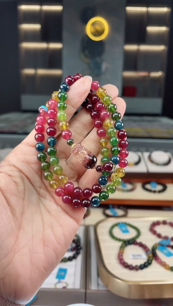 【闪购商品】碧玺三圈手串未镶嵌（多样性发一条）Q