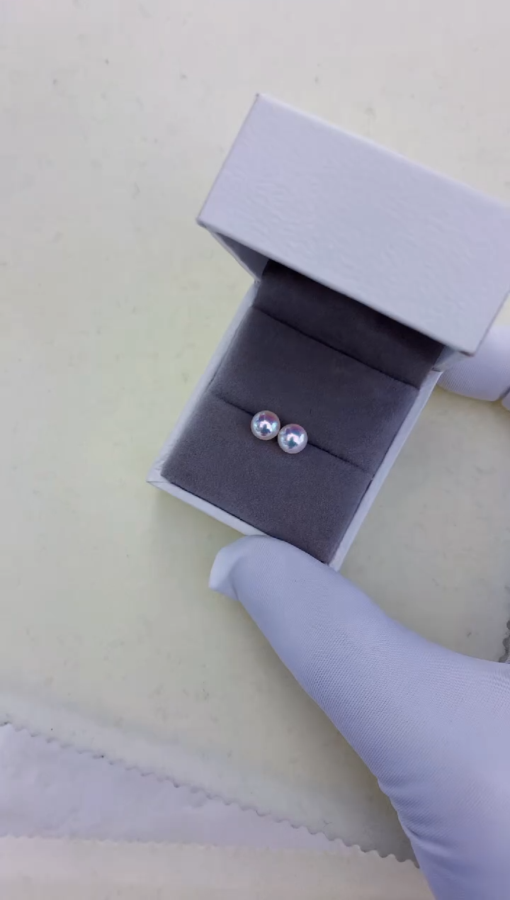 银S925镶嵌饰品海水珍珠5-6素钉定制·银针