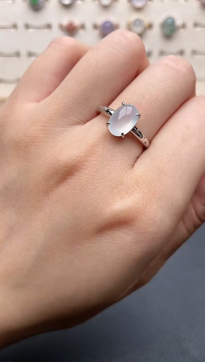 【闪购商品】翡翠戒指银S925镶嵌一物一证一礼盒