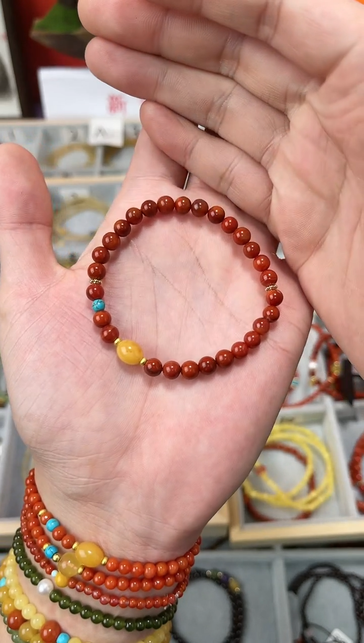 【闪购商品】南红玛瑙手串未镶嵌0.5南红单圈蜜蜡QF-A230