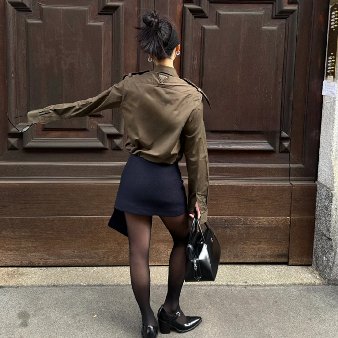 未使用 Prada/普拉达 长袖衬衫 绿色/40