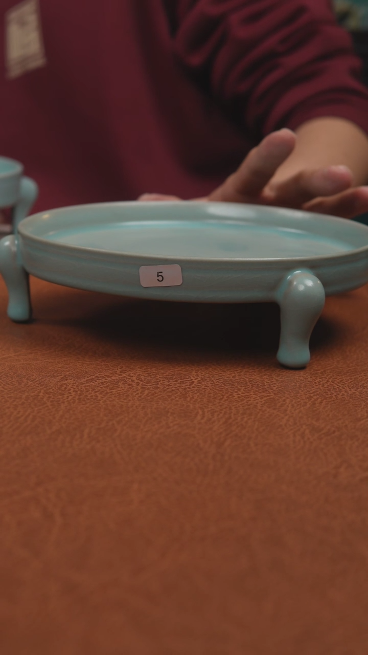 【闪购商品】杯汝州原产地原矿釉支钉三足洗18口