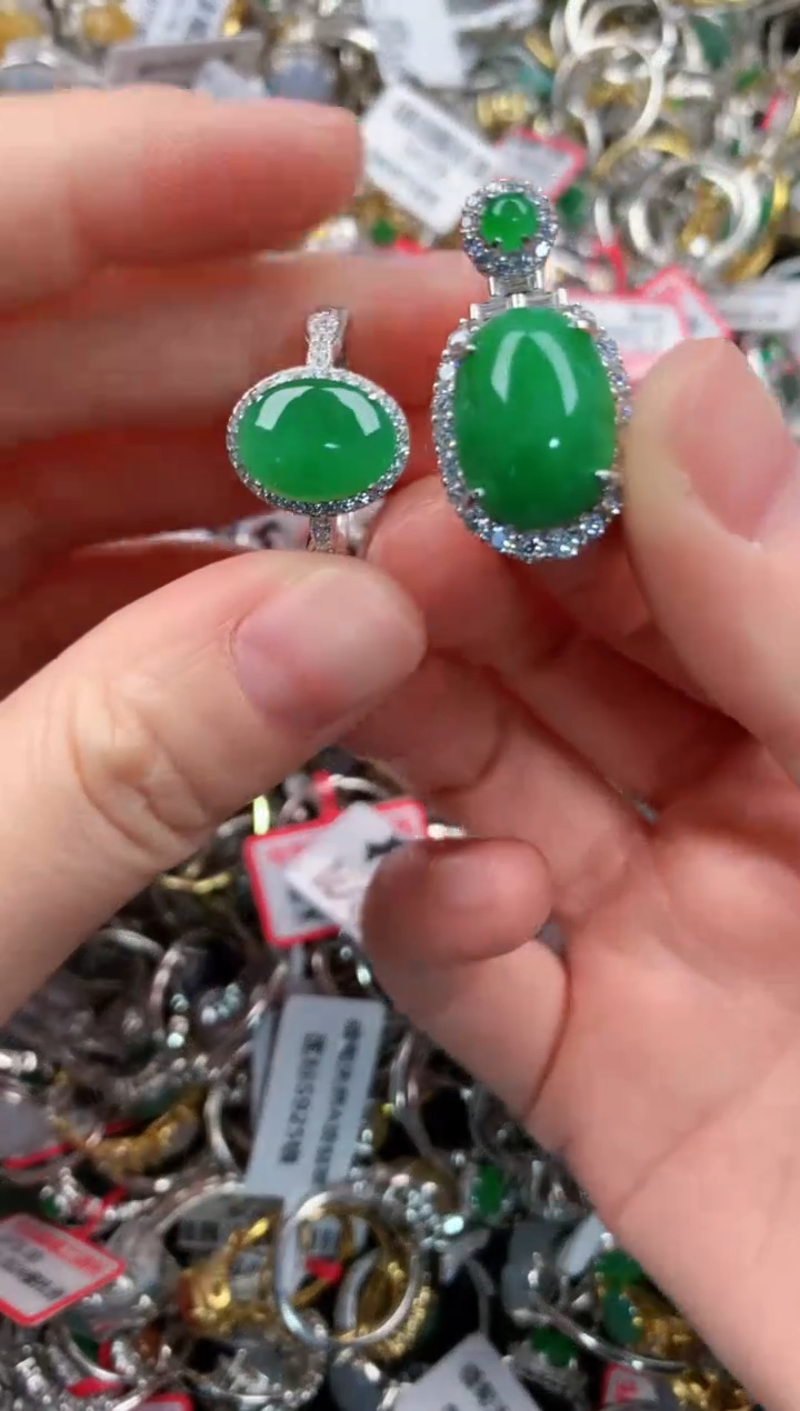 银S925镶嵌戒指翡翠222   7