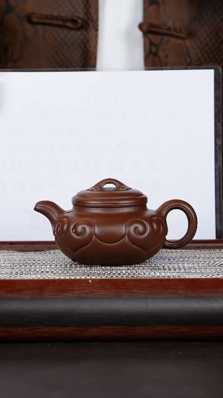 【闪购商品】紫砂茶壶仿古如意紫玉金砂320CC