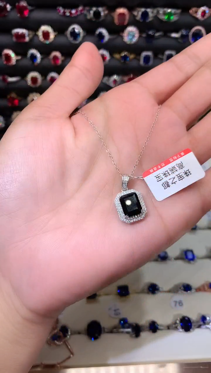 【闪购商品】蓝宝石吊坠(赠链)银S925镶嵌山蓝