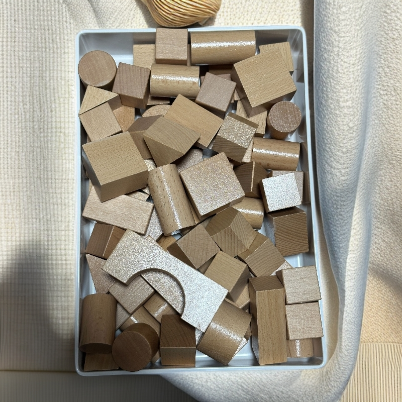 榉木大颗粒实木积木玩具适合幼儿园启蒙早教拼搭
