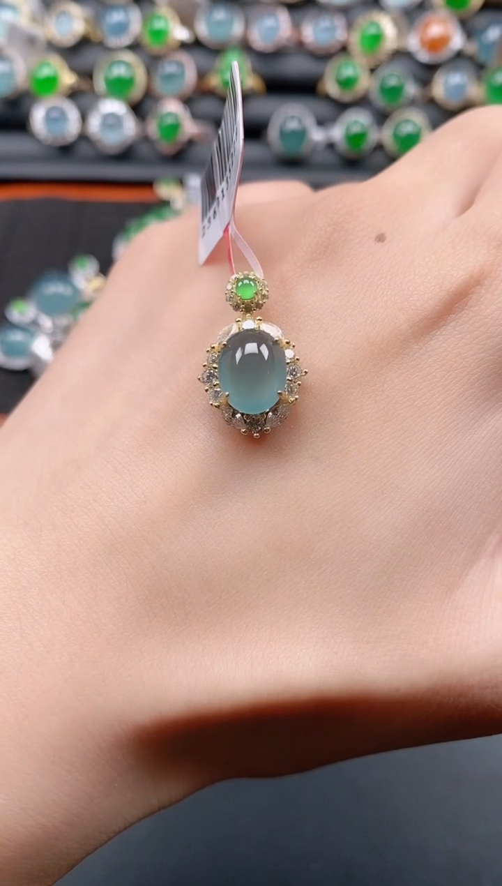 银S925镶嵌戒指翡翠11