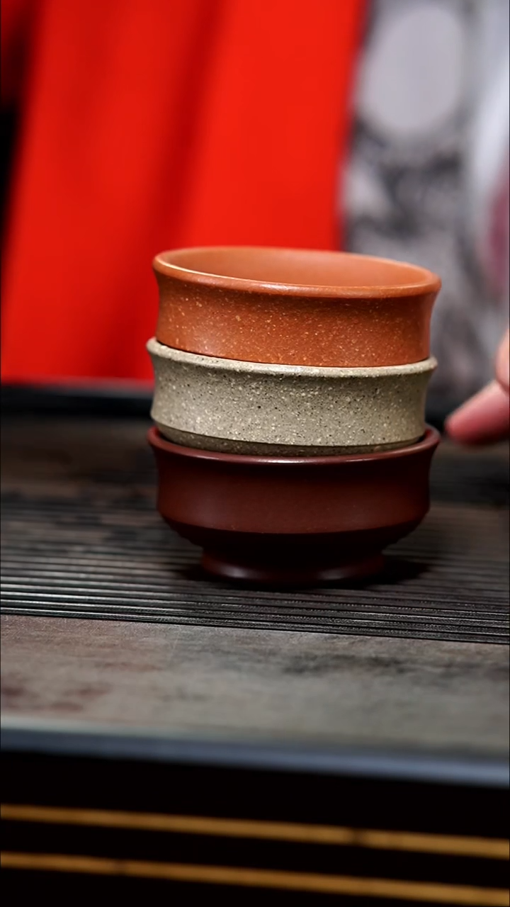 【闪购商品】紫砂茶杯3款招牌泥料➕招牌杯型禅韵杯套组3个杯子