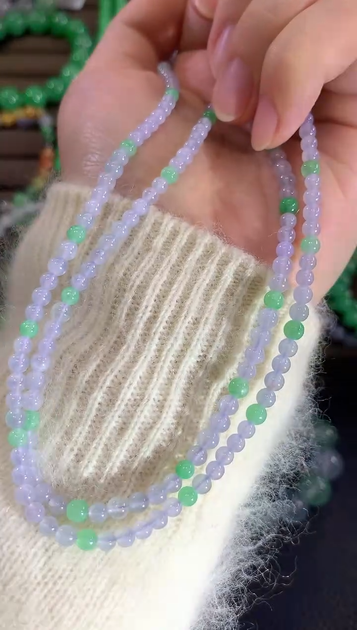 未镶嵌手串翡翠c69   紫货有色差