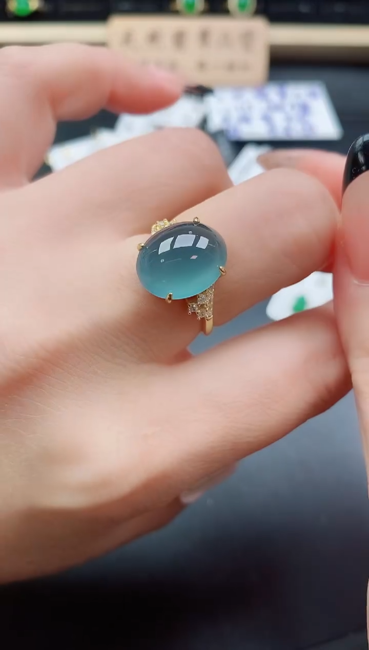 银S925镶嵌戒指翡翠1