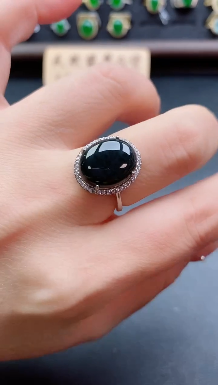 银S925镶嵌戒指翡翠1