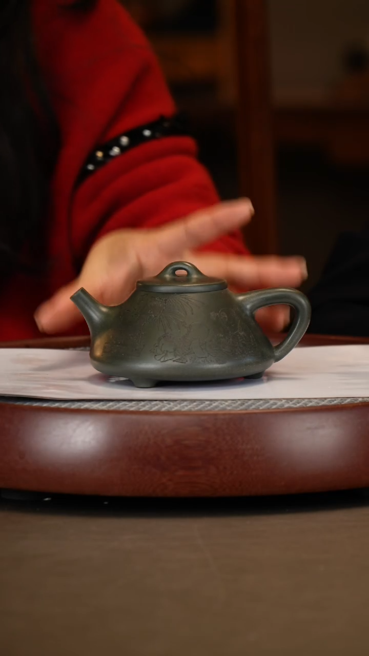 【闪购商品】紫砂茶壶【李霓】雪花绿泥子冶石瓢  300CC