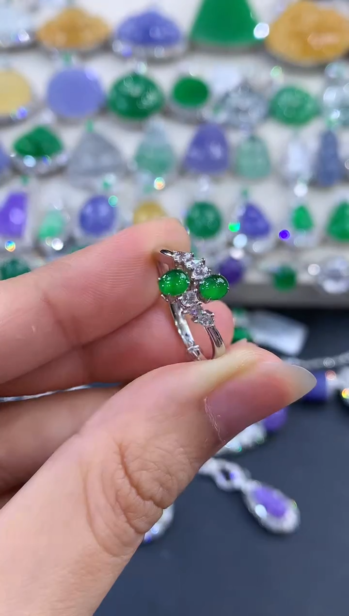 翡翠戒指18K金镶嵌E36    