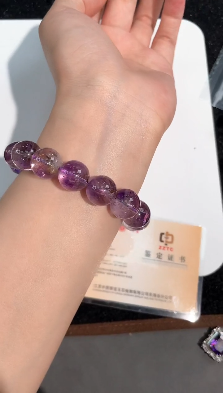 水晶手链未镶嵌78号骸骨紫超七单圈13mm