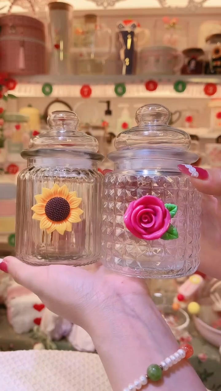 花朵密封罐2个——手工制作品质好！