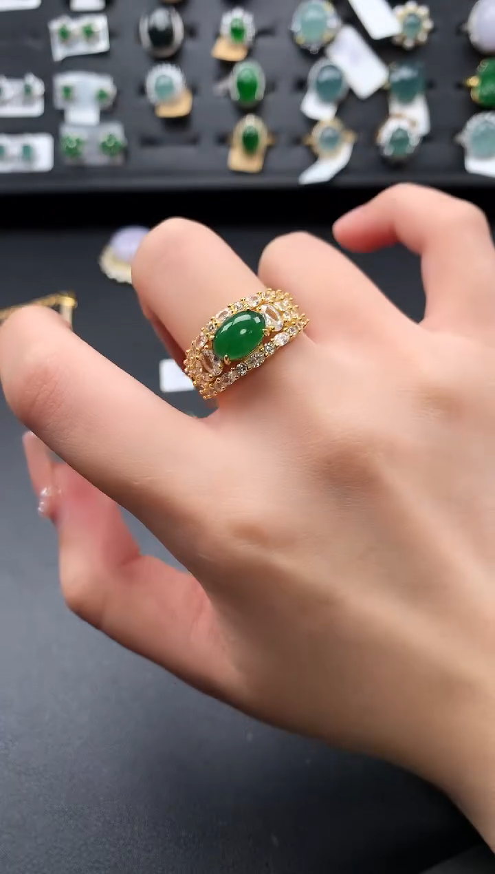 【闪购商品】翡翠戒指银S925镶嵌452141