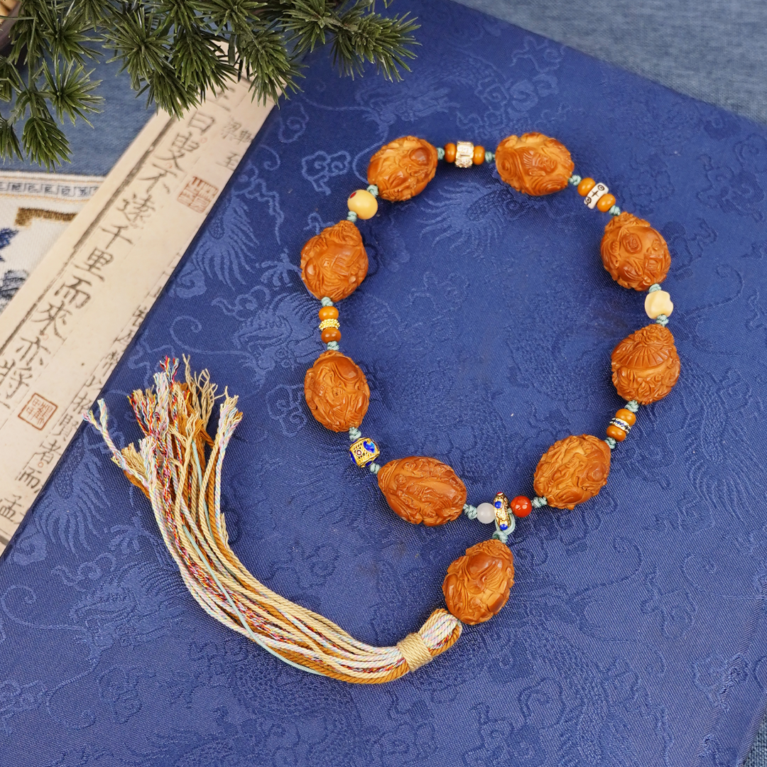 福韵阁 天然橄榄核 精雕 多宝藏式手持 MC0075