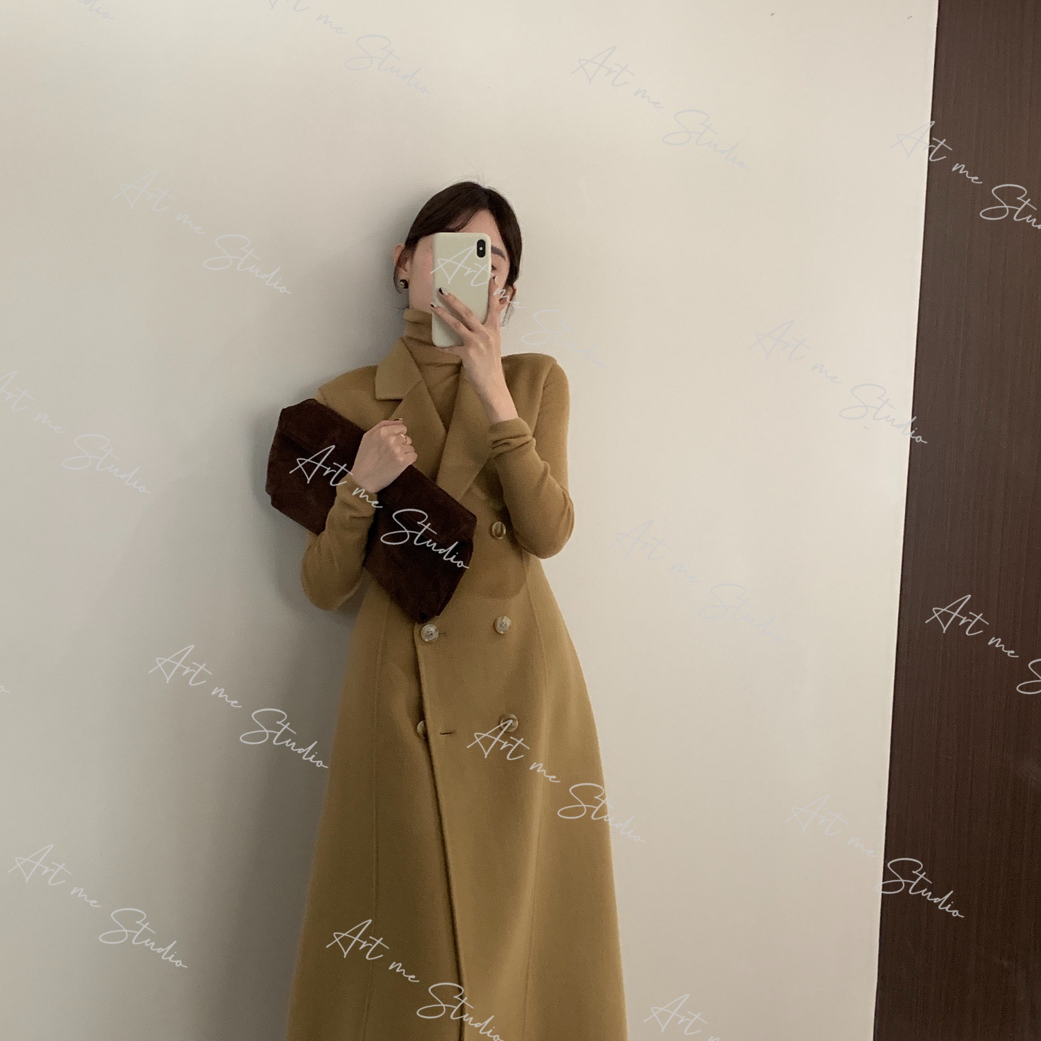 【ART ME】100绵羊毛优雅知性西装领无袖毛呢马甲裙w24650