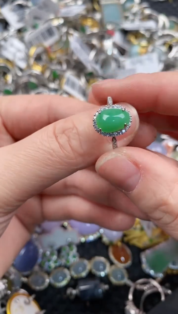 银S925镶嵌戒指翡翠11                  7