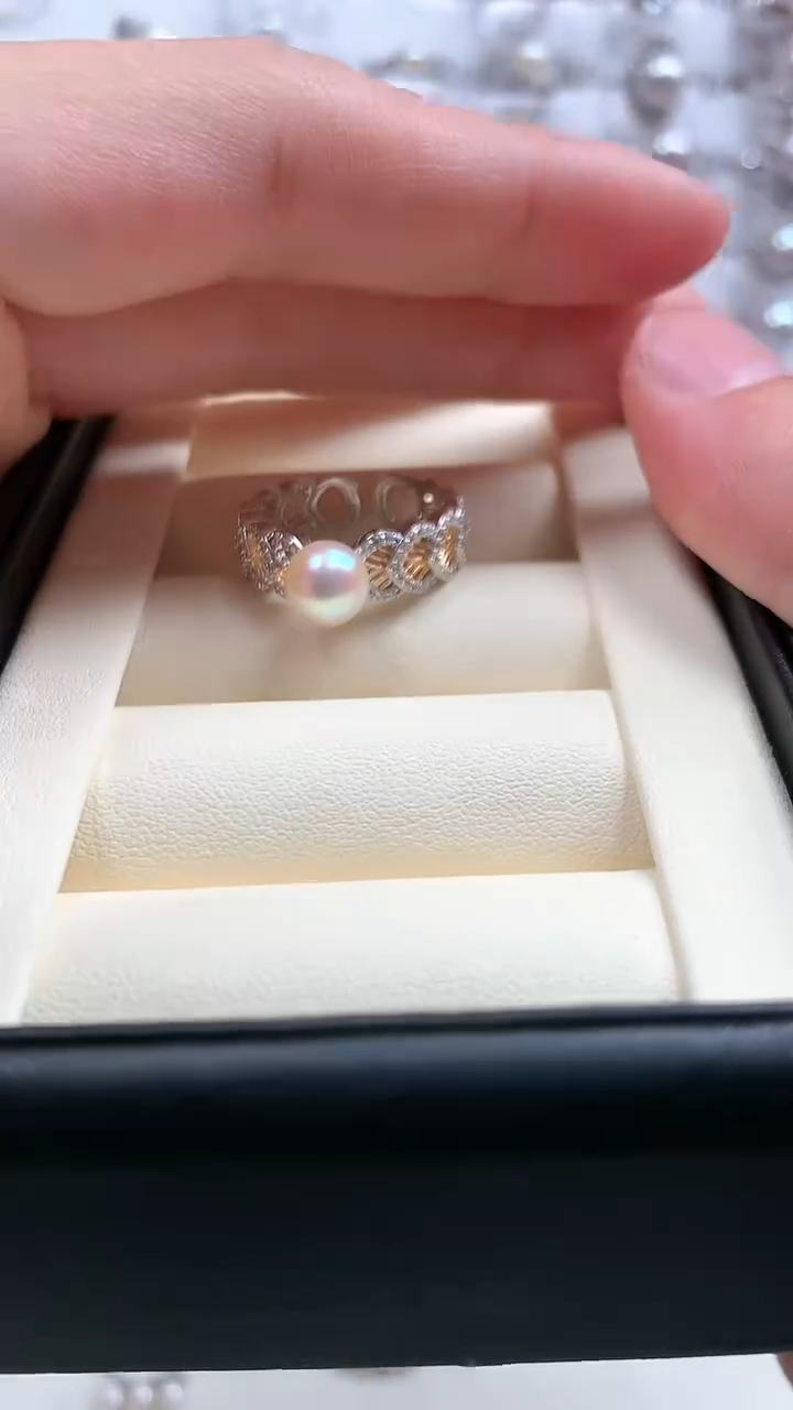 【闪购商品】海水珍珠戒指银S925镶嵌分色工艺珍珠戒指