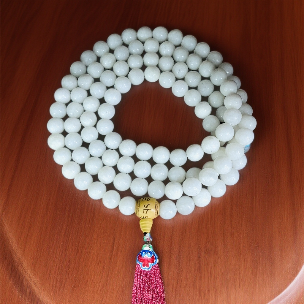 【抖音质检先鉴后发一物一证书】保正品保天然和田玉白玉108珠串