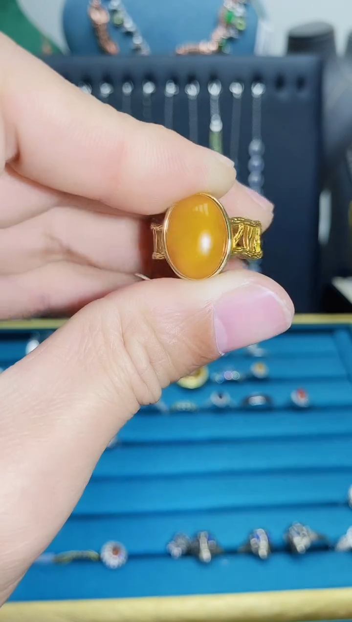 【闪购商品】蜜蜡戒指银S925镶嵌1211