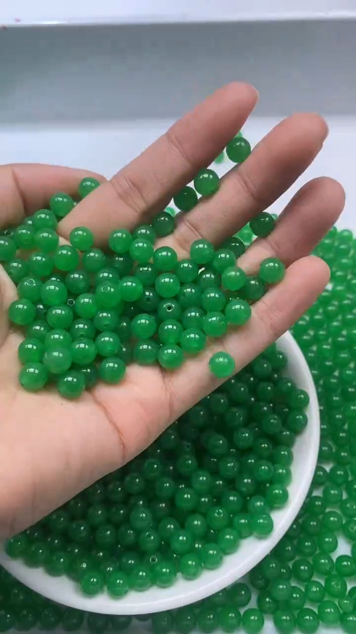 未镶嵌颈饰玛瑙/玉髓W2083-苹果绿6mm*30颗