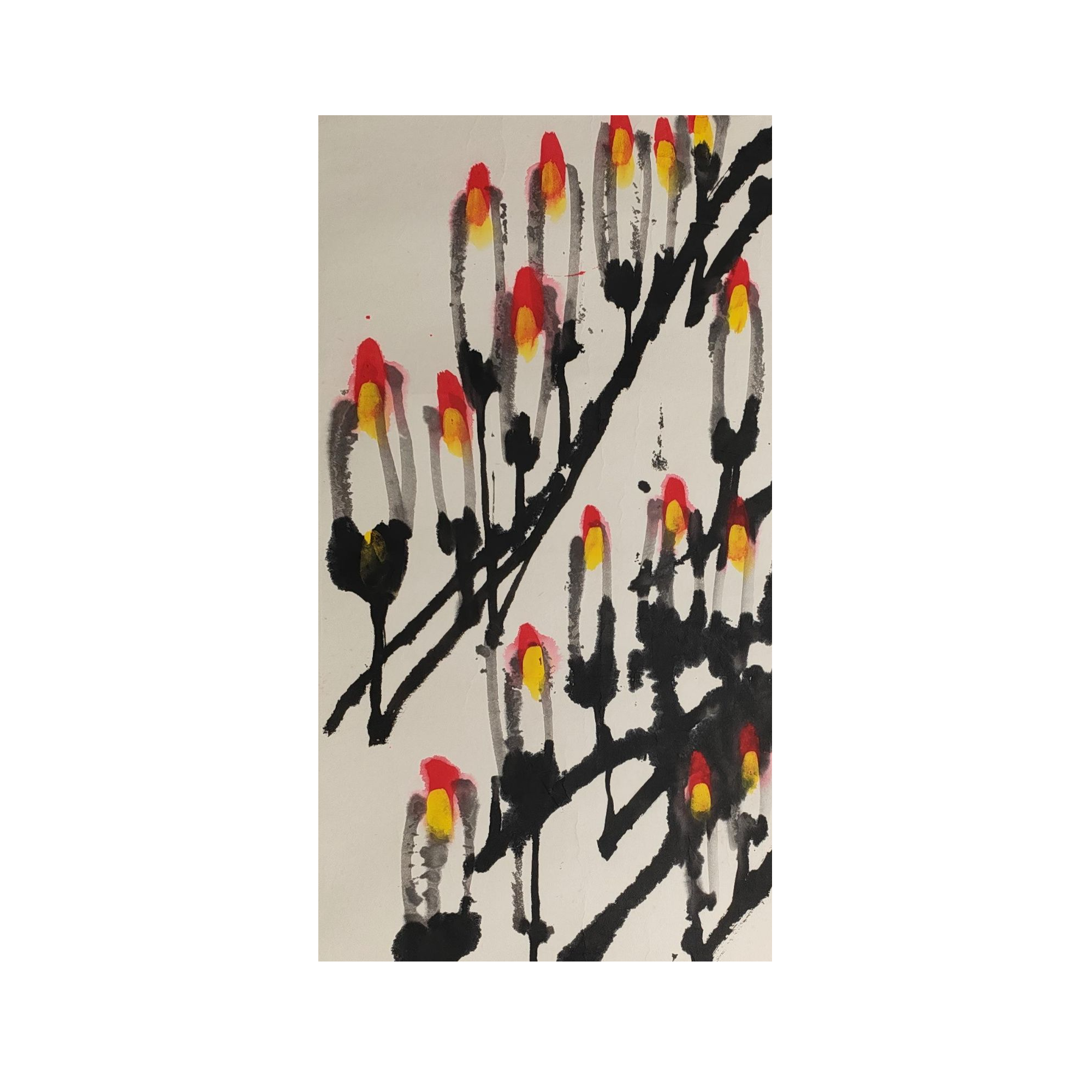 LOT.500 《花卉》69*34cm 纸本设色镜片